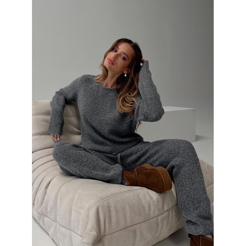 Abrams Rib Knit Pants Charcoal Marle