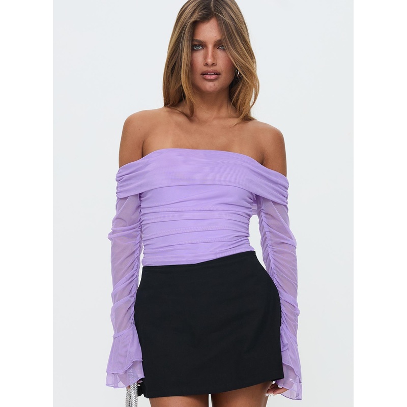 Feel A Way Off Shoulder Bodysuit Lilac