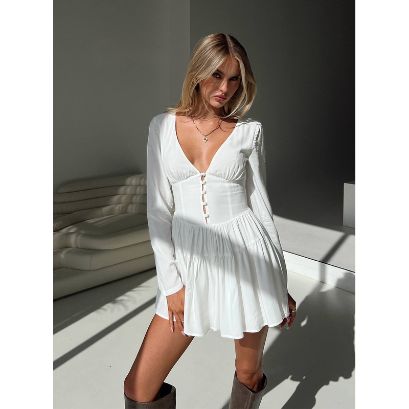 Halcyon Long Sleeve Romper White