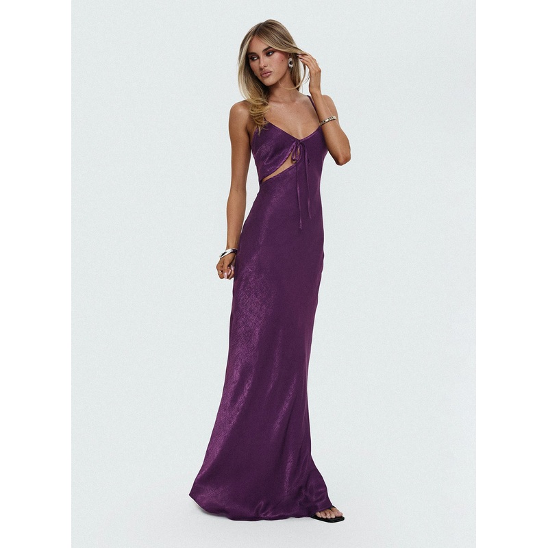 Linger Bias Cut Maxi Dress Purple