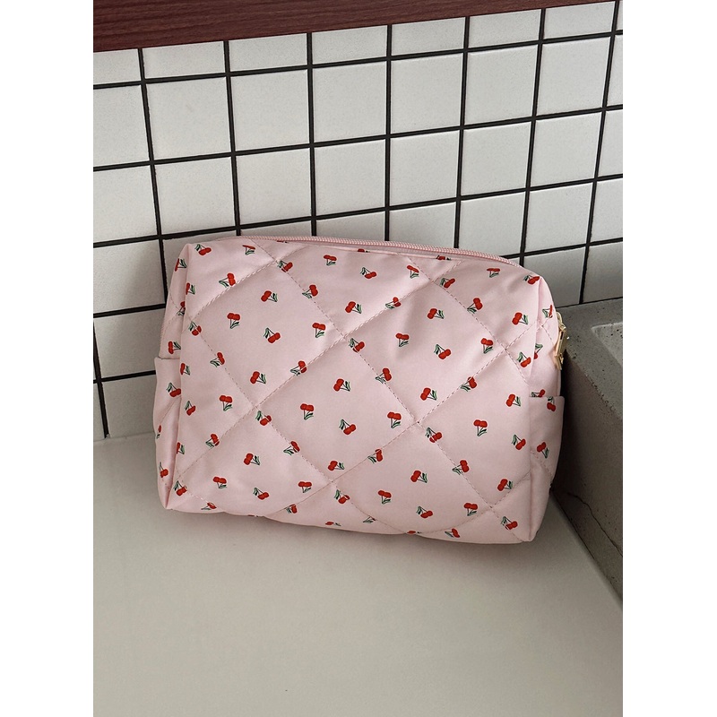 On A Cloud Quilted Pouch Pink Cherry
