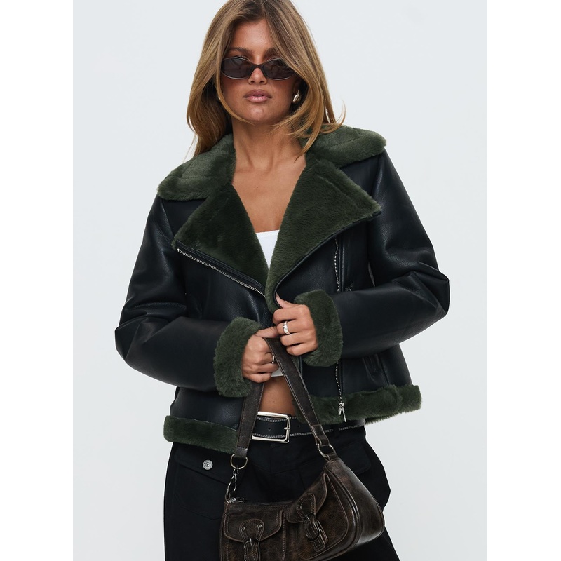 Phaidra Faux Leather Jacket Black