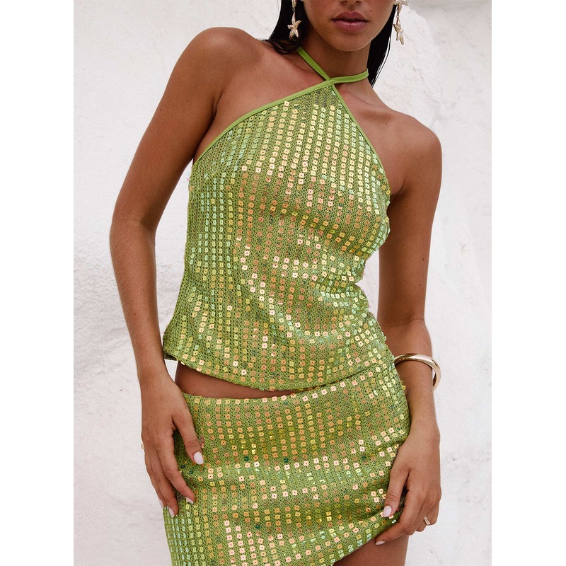 September Sunsets Halter Top Green