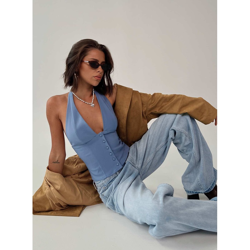 Serefina Halter Top Blue Slate