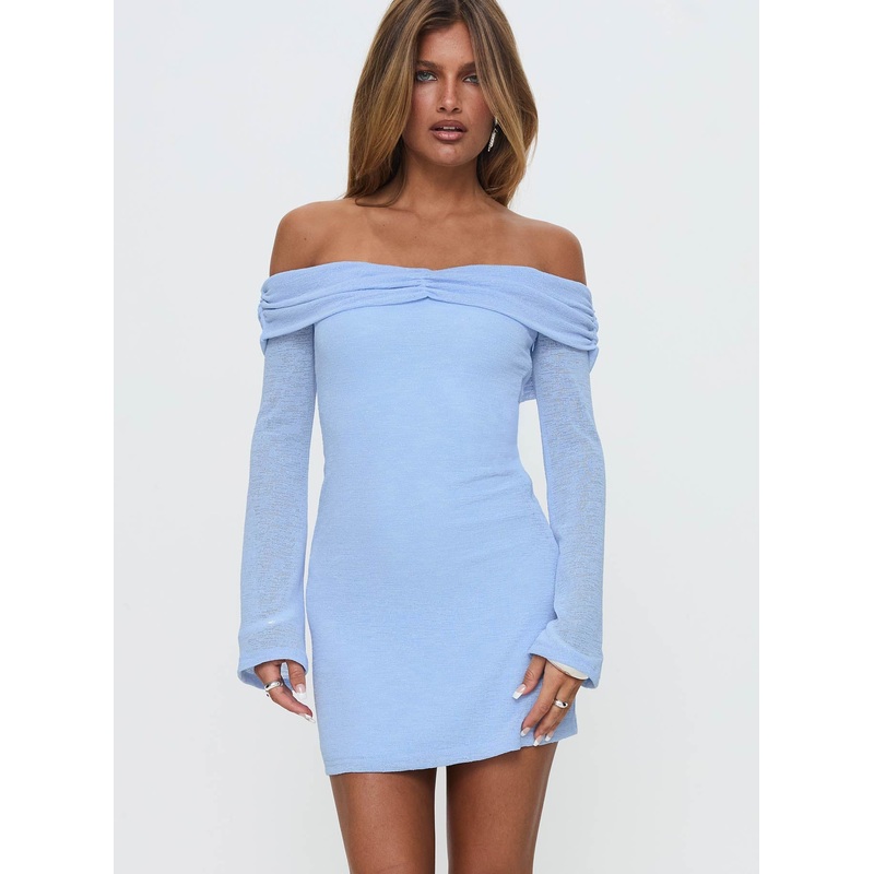 Stellaire Long Sleeve Mini Dress Blue