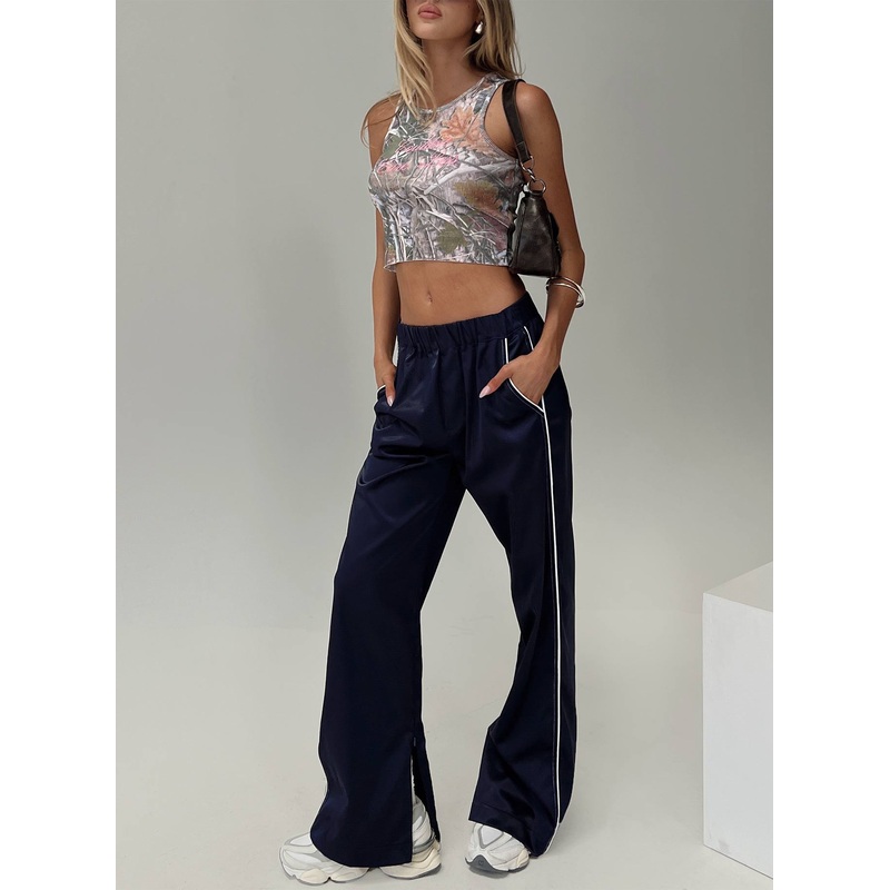 Travalta Satin Track Pant Navy