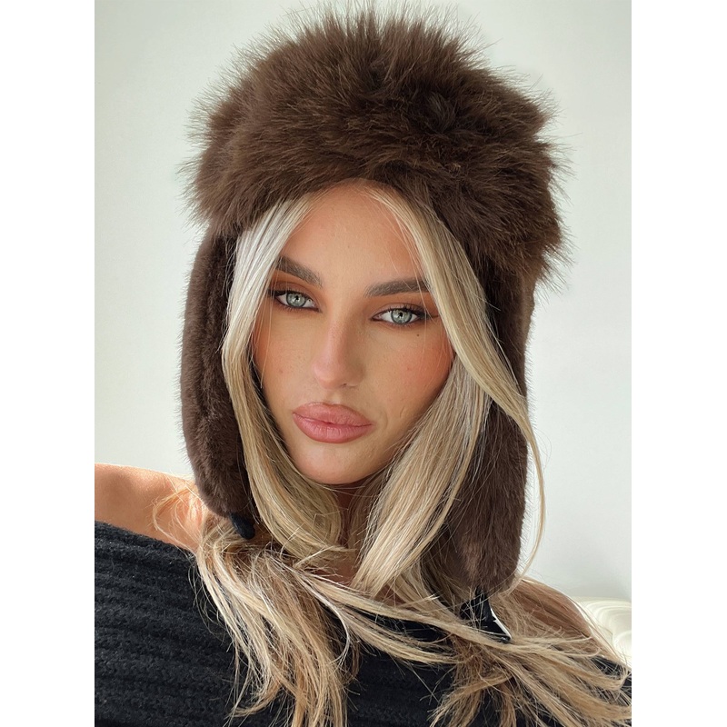 Woolfe Fluffy Hat Brown
