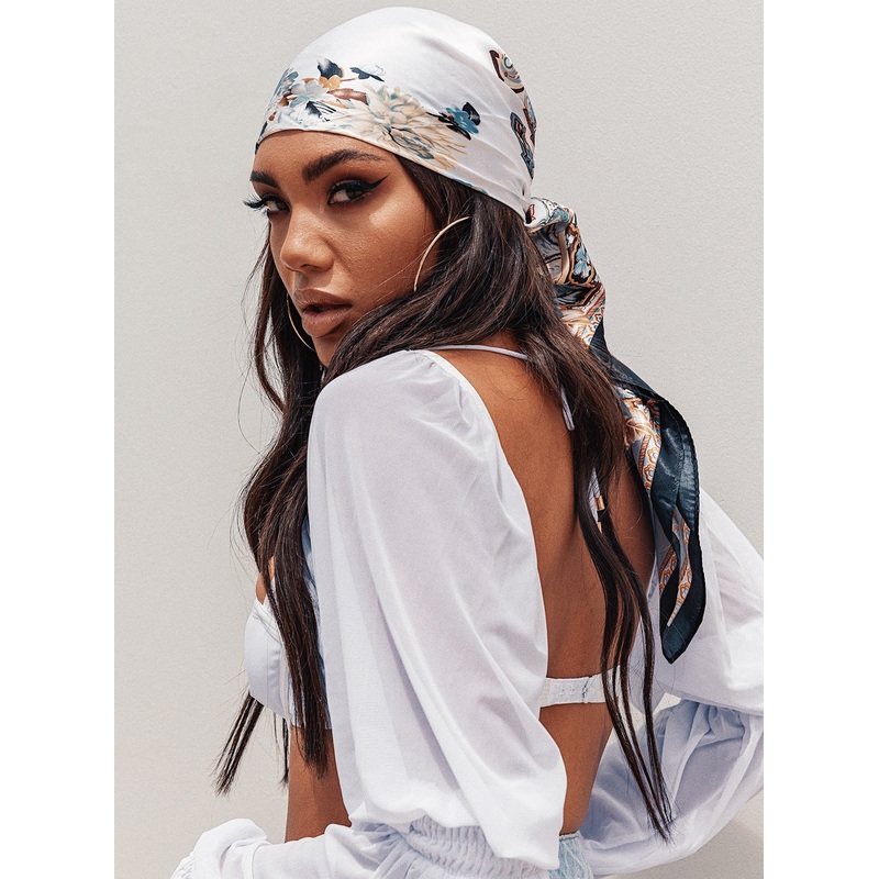 Gemini Satin Scarf Black & White
