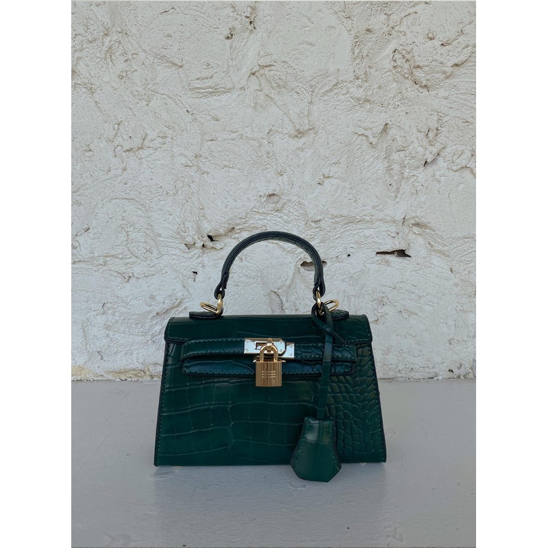 Peta & Jain Hedi Mini Top Handle Bag Green Croc