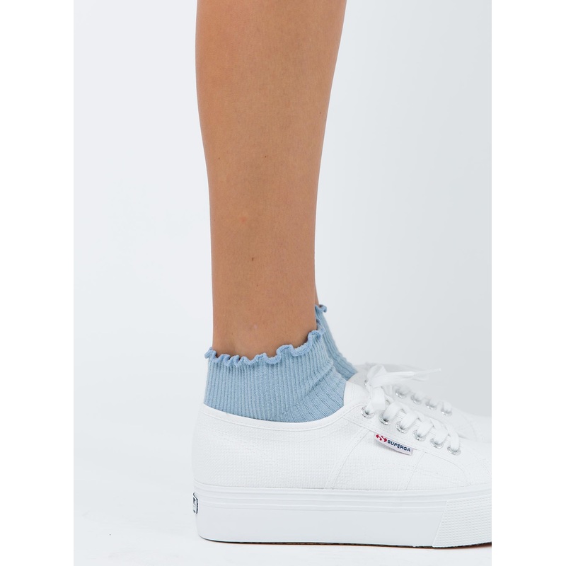 Ribbed Ruffle Socks Baby Blue