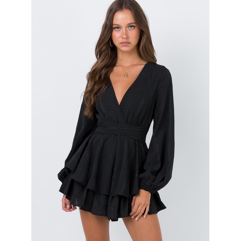 String Of Stars Romper Black
