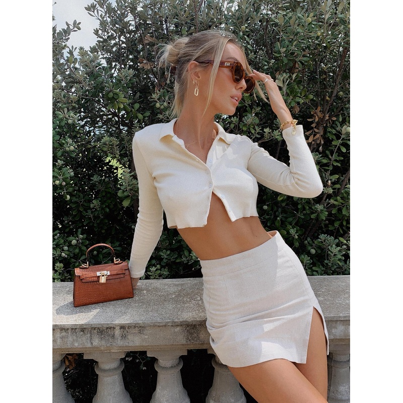The Lola Mini Skirt Oatmeal