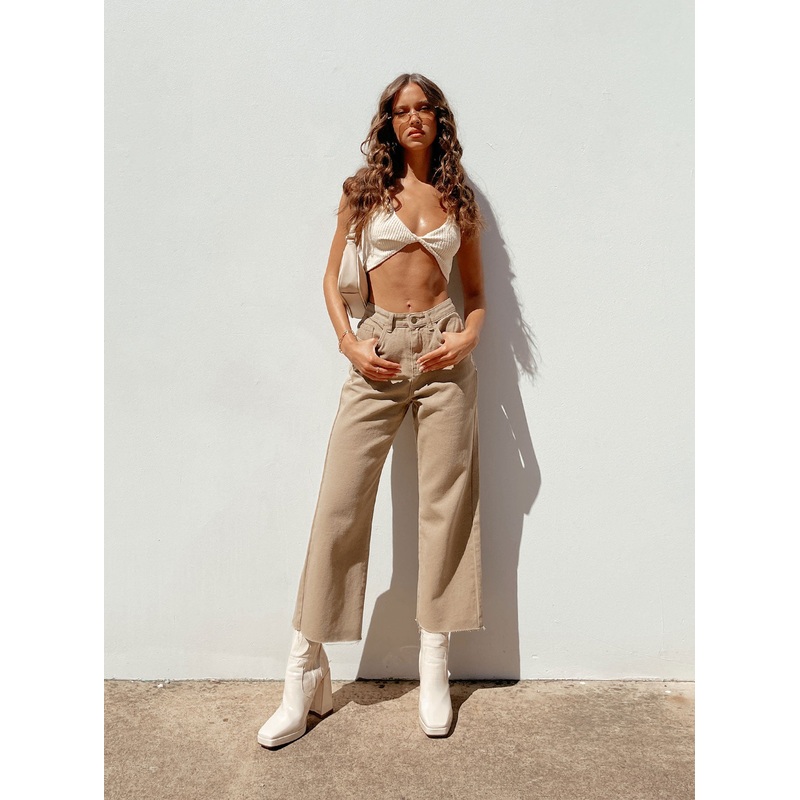 Ruby Cropped Jeans Tan