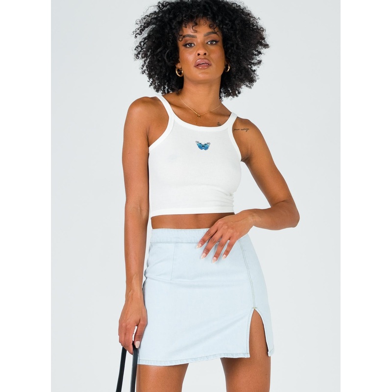 The Lola Mini Skirt Light Wash Denim