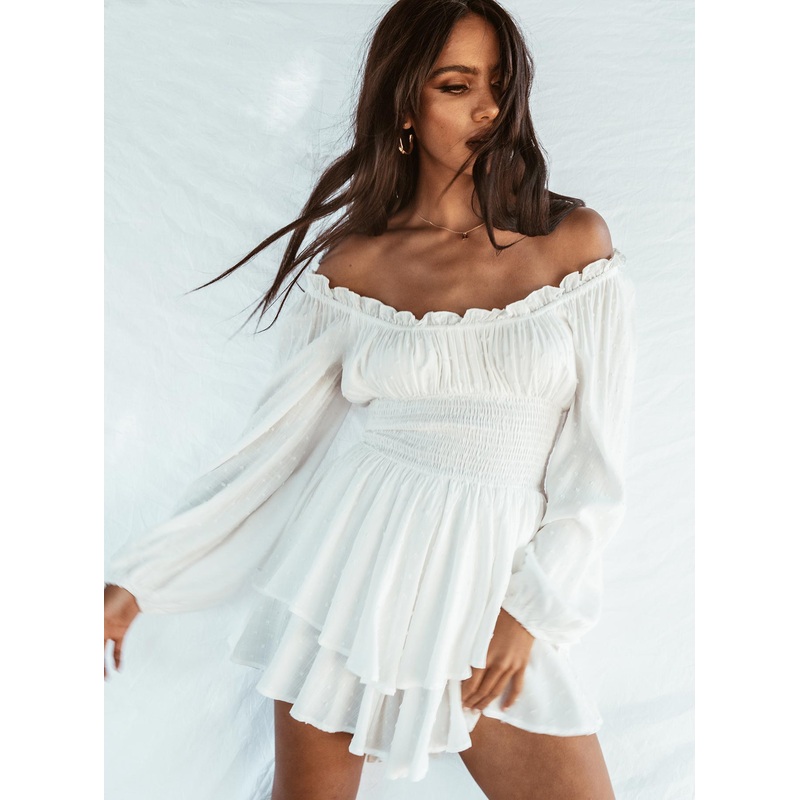 The Love Galore Long Sleeve Romper White