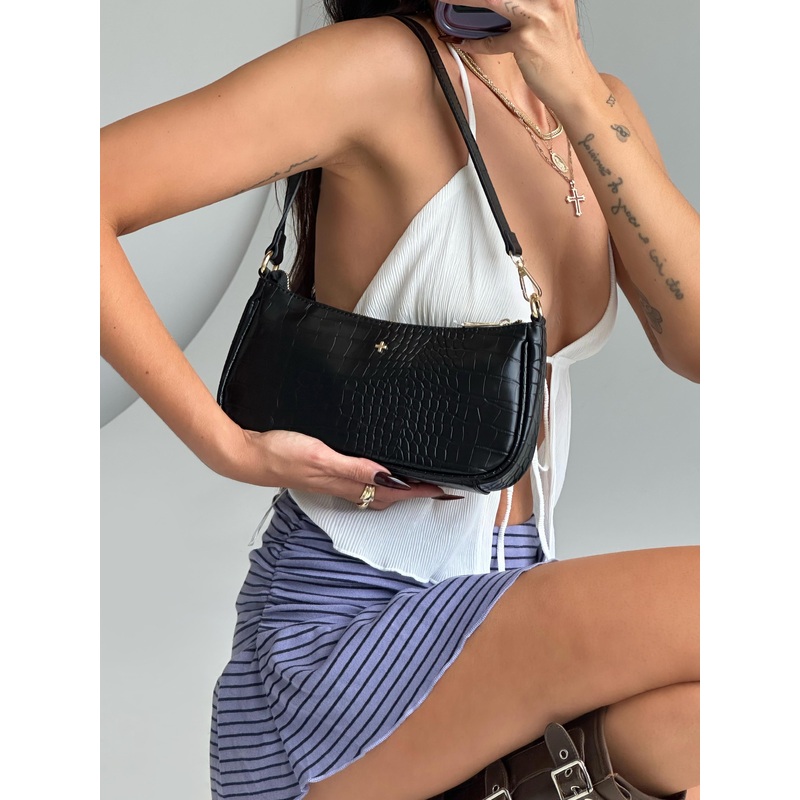 Peta & Jain Piper Bag Black Croc