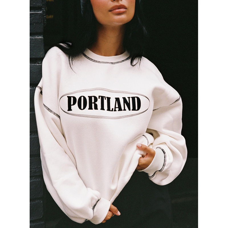 Portland Oversized Crewneck Sweatshirt White