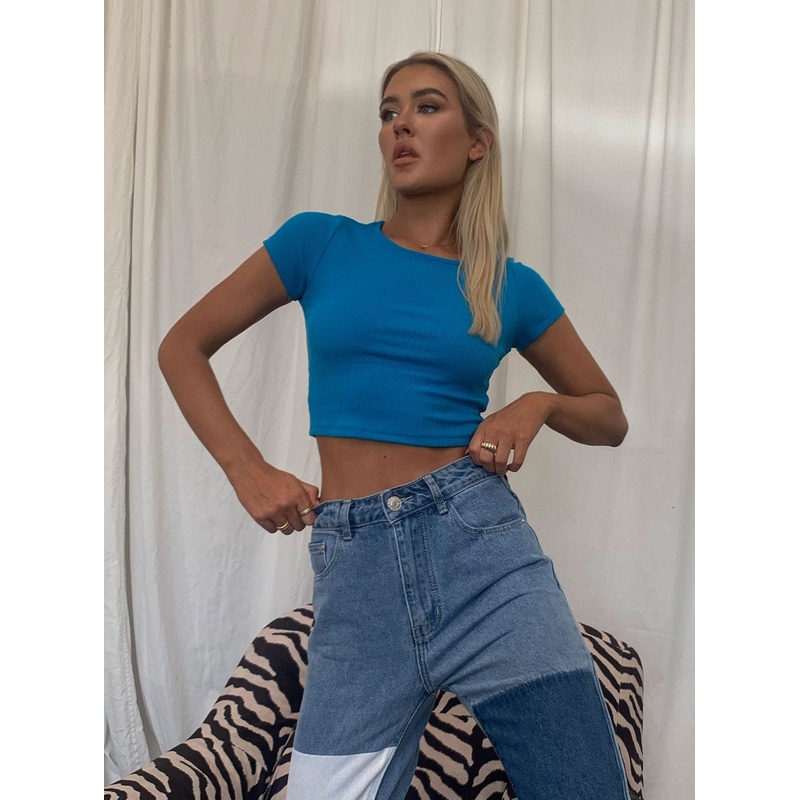 The Classic Cropped Tee Dark Blue