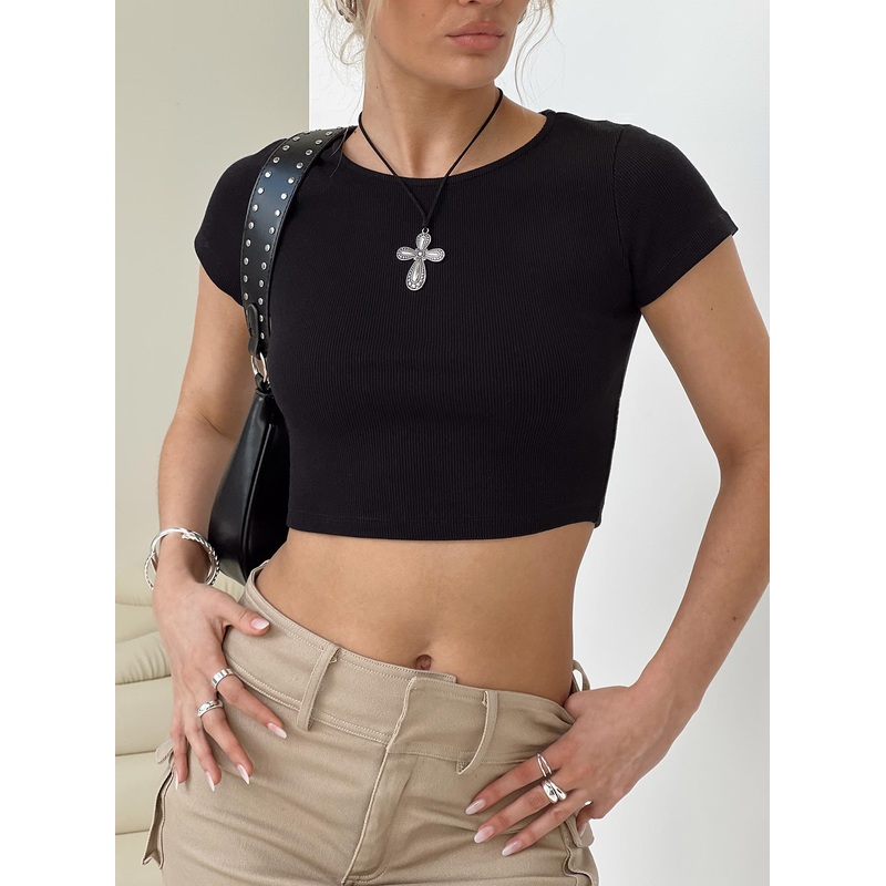 Classic Crop Tee Black