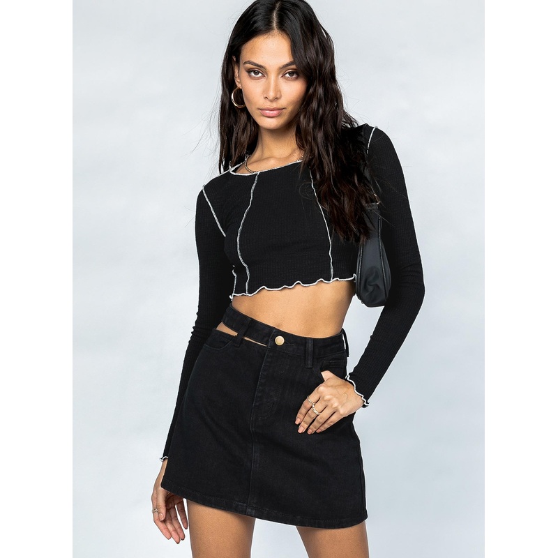 Demi Denim Mini Skirt Black