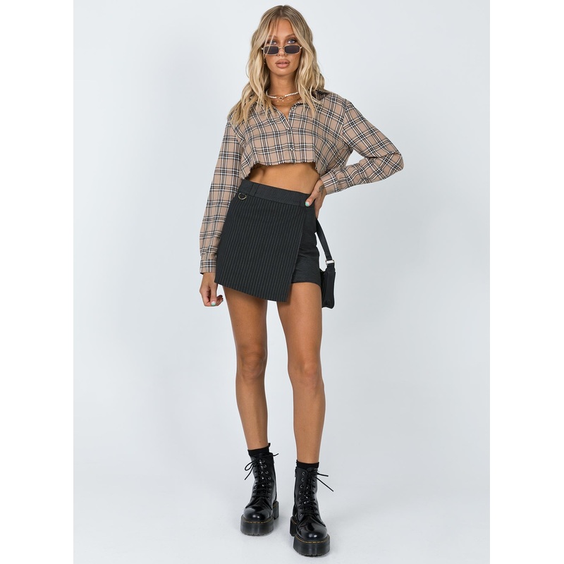 Everly Pinstripe Skort Black