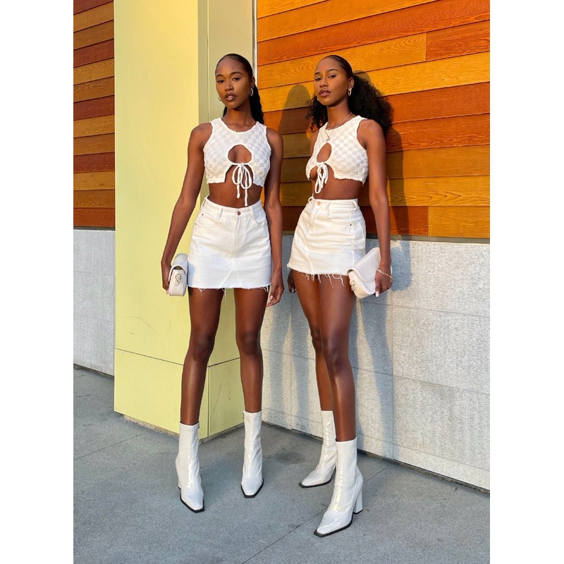 Hallie Denim Mini Skirt White