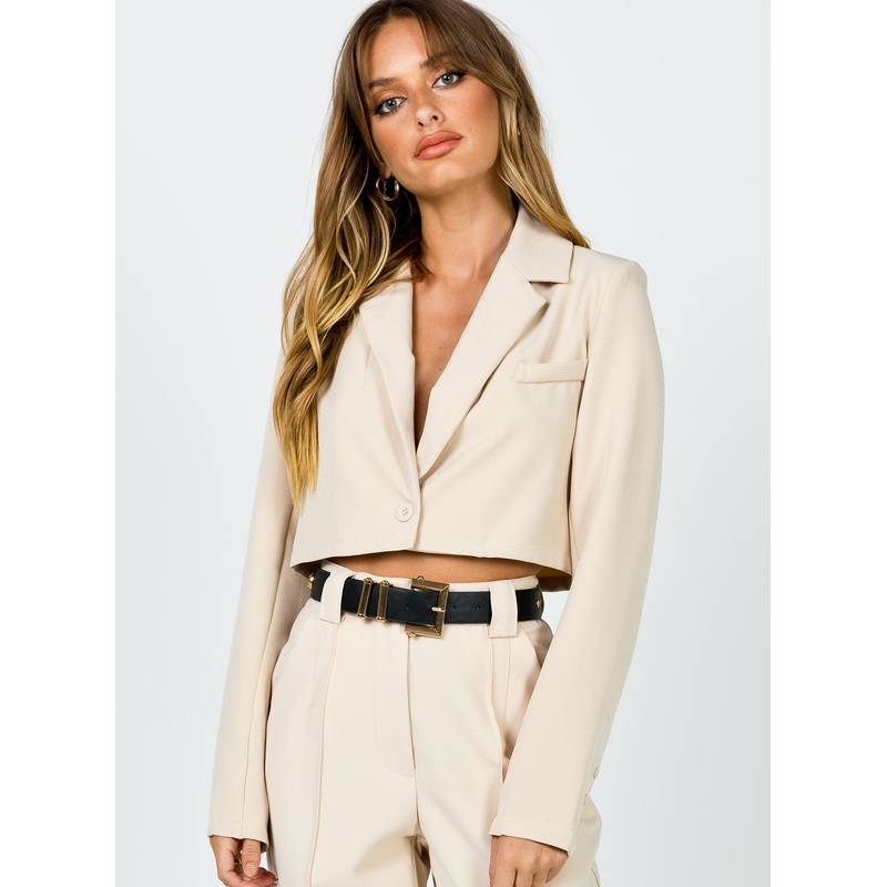 The City Cropped Blazer Beige