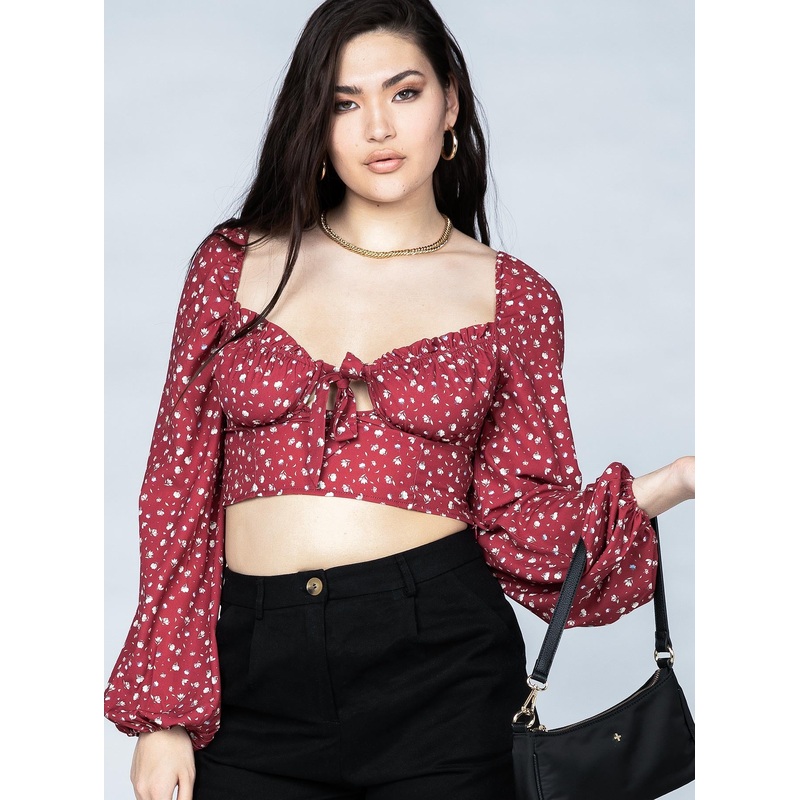 Alex Top Burgundy Floral