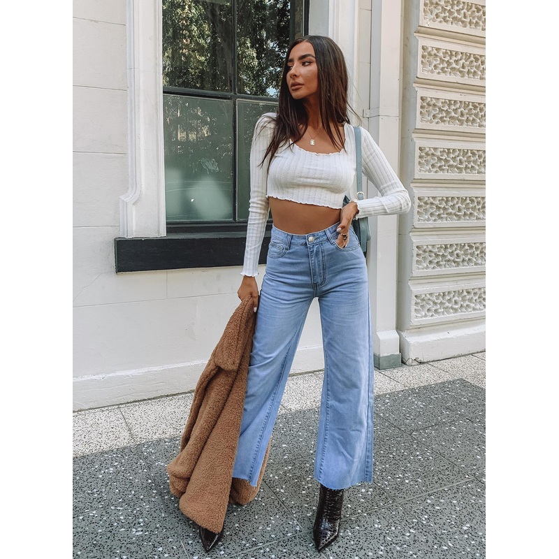 Cece Hammer Wide Leg Jeans Vintage Blue Denim