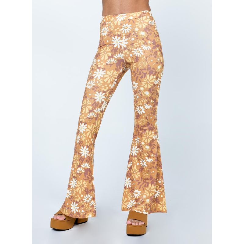 Retro Floral Flare Pants Orange