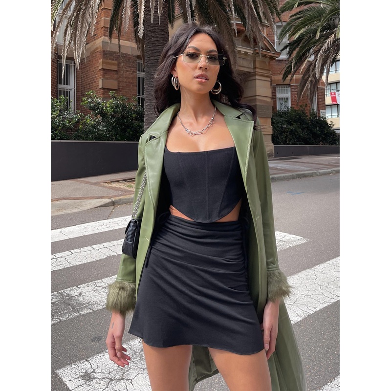 Charlotte Ruched Mini Skirt Black