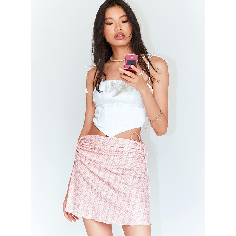 Charlotte Ruched Mini Skirt Pink