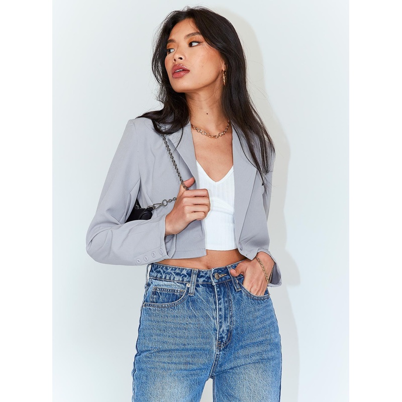 The City Cropped Blazer Grey