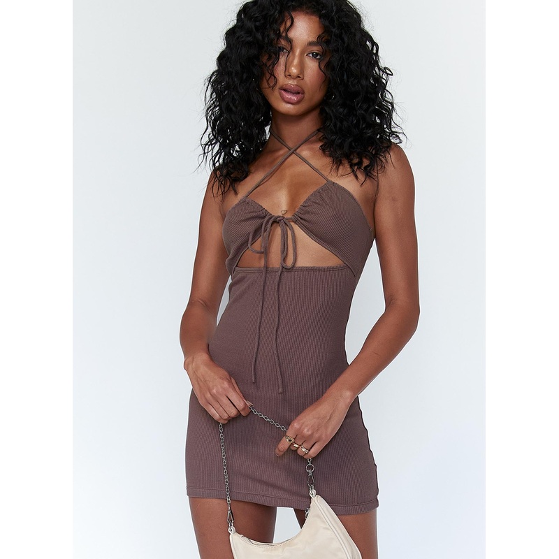 Adina Mini Dress Brown