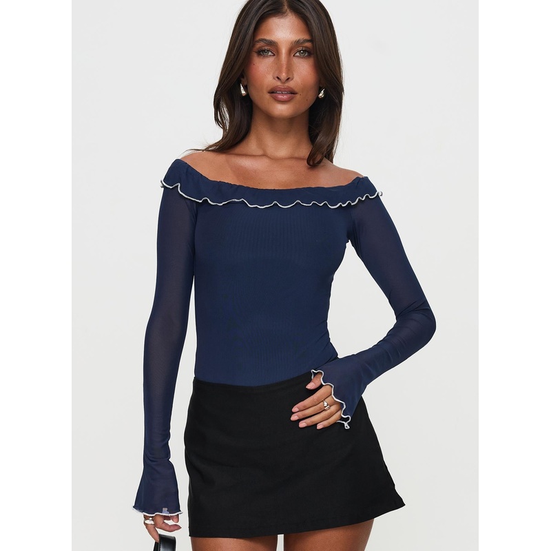 Arsema Off The Shoulder Bodysuit Navy