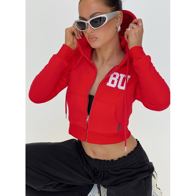 BU MIA Zip Sweater Red