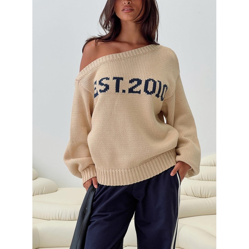 Jadynn Off Shoulder Knit Sweater Cream