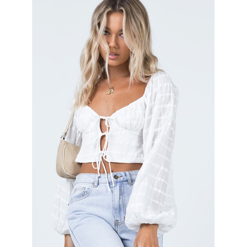 Riley Long Sleeve Top White