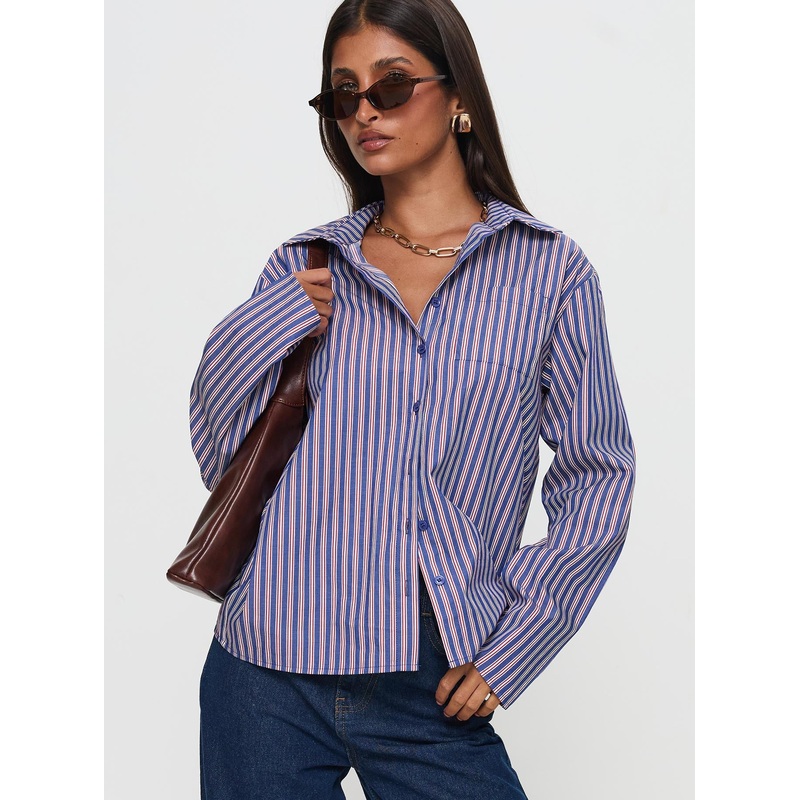 Trillian Long Sleeve Top Navy Stripe