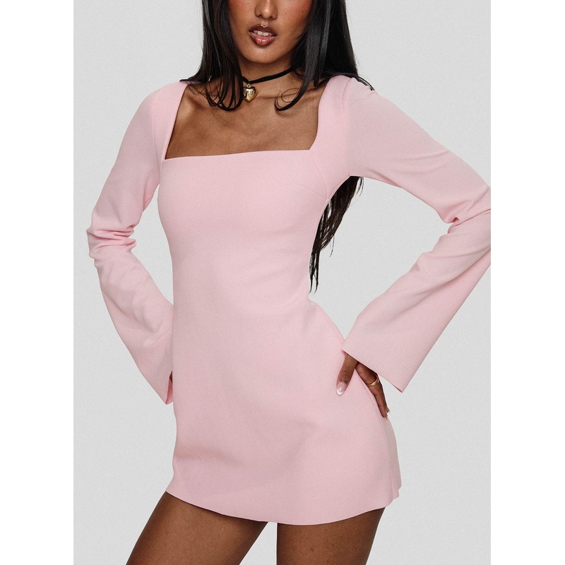 Bombshell Long Sleeve Mini Dress Pink