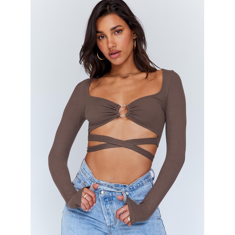 Corey Long Sleeve Top Brown