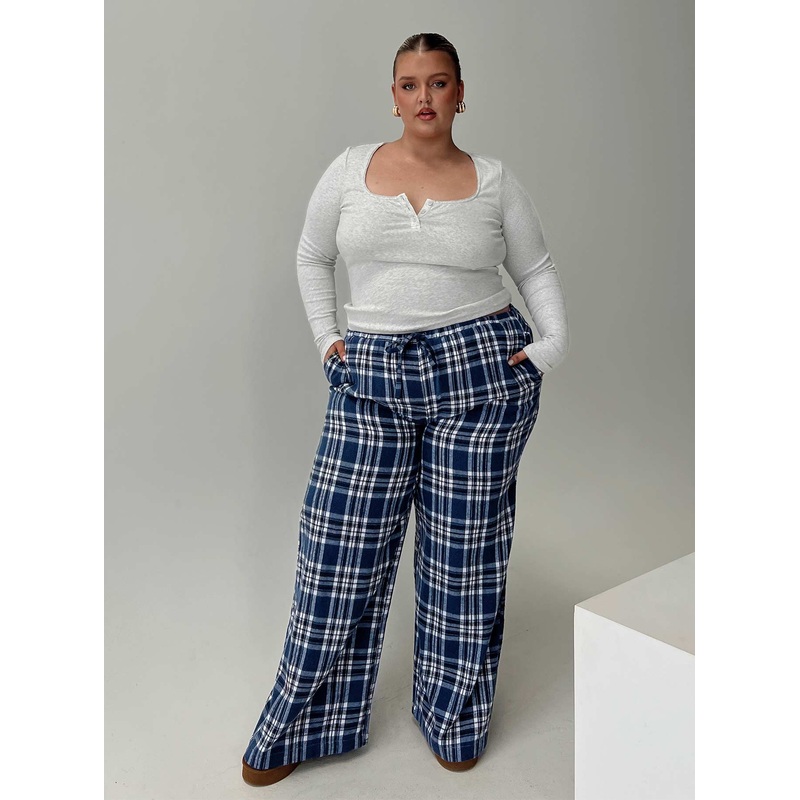 In The Morning Sleep Pant Blue Check Curve