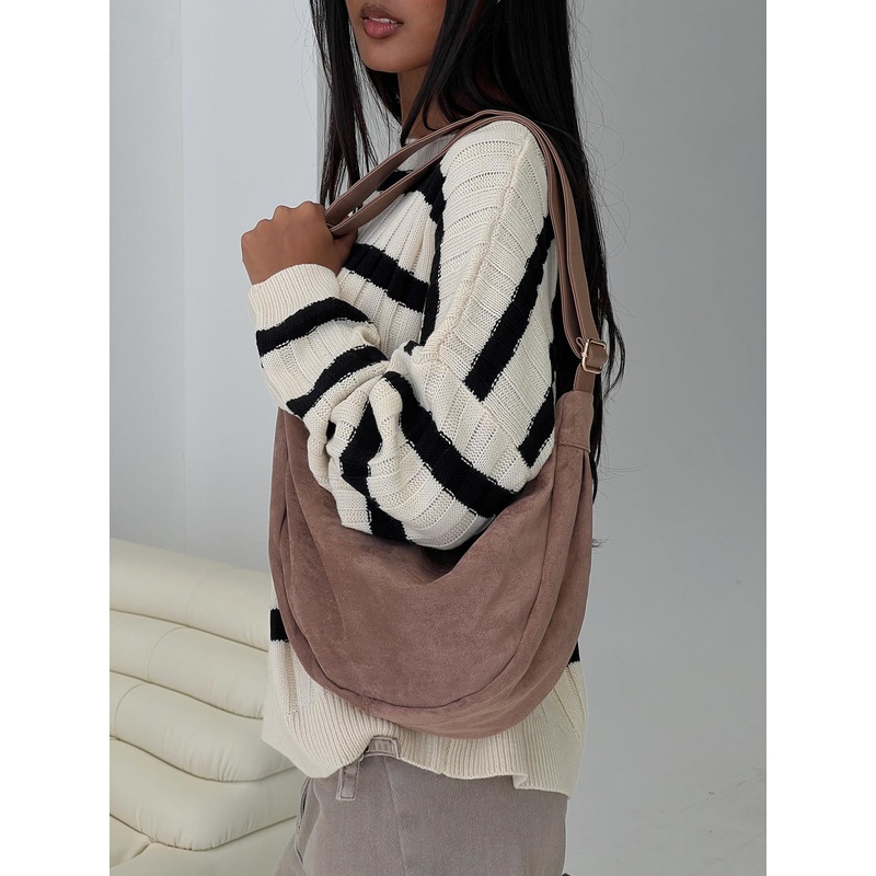 Ransom Faux Suede Shoulder Bag Taupe