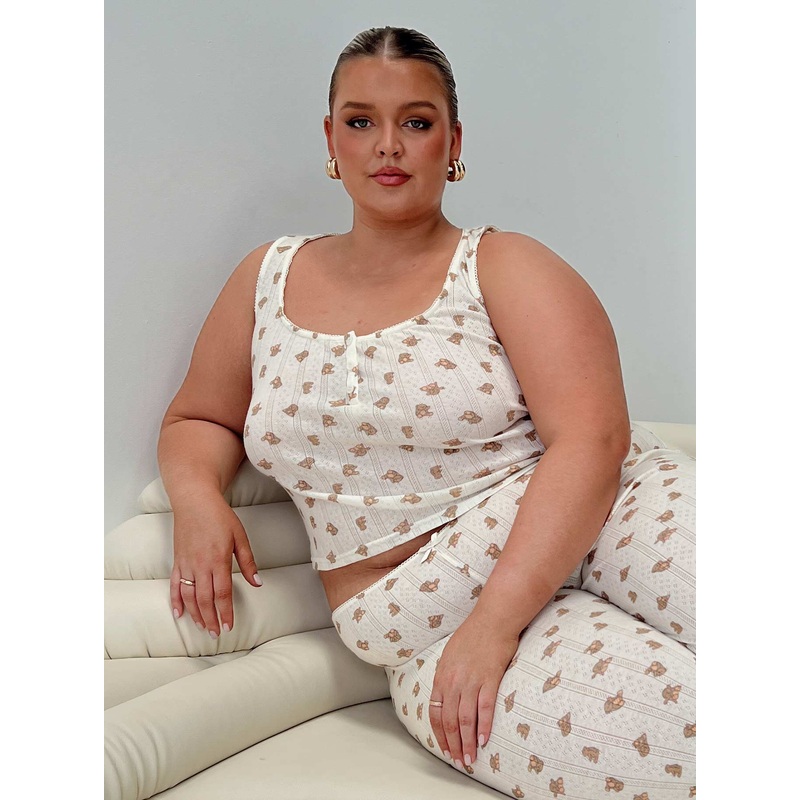 Sleepytea Pointelle Sleep Tank Top Multi Curve
