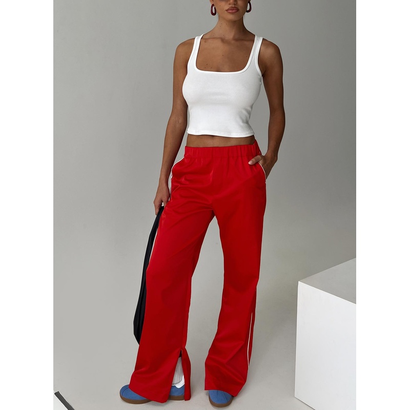 Travalta Satin Track Pant Red